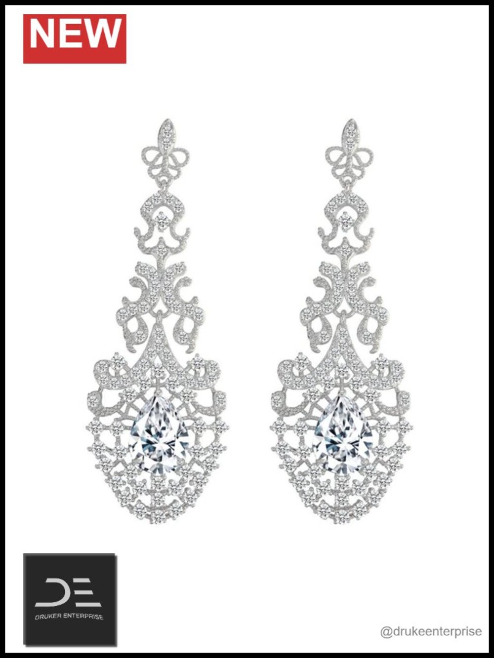14K Gold Moissanite Chandelier Earrings Teardrop Crystal Long Drop Dangle Women